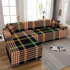 Housse De Canapé D'Angle Imprimé Tartan