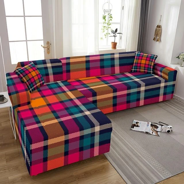 Housse de Canapé d'Angle Imprimé Tartan Multicolore Housse De Canapé D'Angle Imprimé Tartan Multicolore -Housse Moderne Magasin Housse de Canape dAngle Imprime Tartan Multicolore Housse Moderne