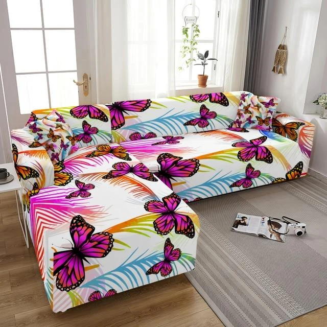 Housse de Canapé d'Angle Pink Butterfly Housse De Canapé D'Angle Pink Butterfly -Housse Moderne Magasin Housse de Canape dAngle Pink Butterfly Housse Moderne
