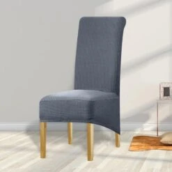 Housse De Chaise Grande Taille Jacquard Gris Anthracite