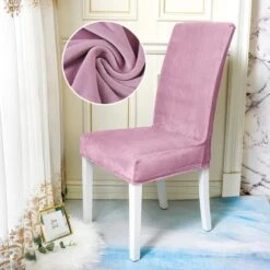Housse De Chaise Velours Rose