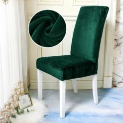 Housse De Chaise Velours Vert Foncé
