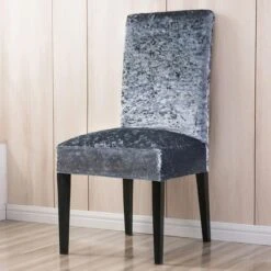 Housse De Chaise Velours De Glace Gris