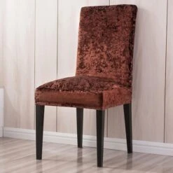 Housse De Chaise Velours De Glace Marron