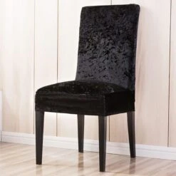 Housse De Chaise Velours De Glace Noir