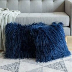 Housse De Coussin 45x45 Polaire Bleu