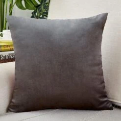 Housse De Coussin Velours 40x40cm Gris Anthracite