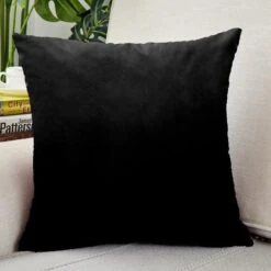 Housse De Coussin Velours 40x40cm Noir