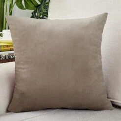 Housse De Coussin Velours 50x50cm Taupe