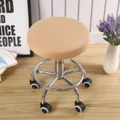 Housse De Tabouret Rond Beige