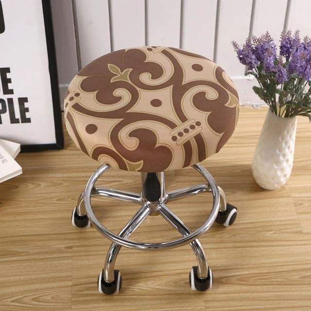 Housse de Tabouret Rond Bleu Fleur de Lys Housse De Tabouret Rond Bleu Fleur De Lys -Housse Moderne Magasin Housse de Tabouret Rond Bleu Fleur de Lys Housse Moderne