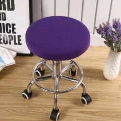 Housse De Tabouret Rond Violet