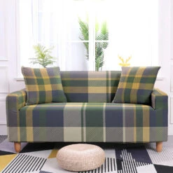 Housse De Canapé Tartan Vert Et Jaune