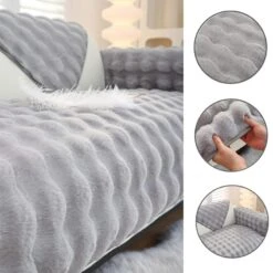 Protège Canapé En Peluche Gris -Housse Moderne Magasin couvre canape gris housse moderne 3