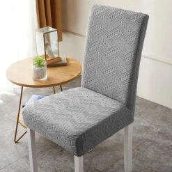 Housse De Chaise Jacquard Gris Clair