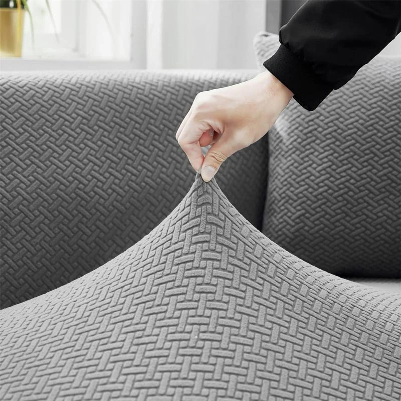 Housse de Canapé D'angle Jacquard Grise Housse De Canapé D'angle Jacquard Grise -Housse Moderne Magasin housse banquette dangle housse moderne 4