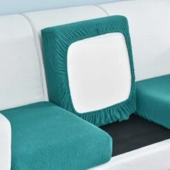 Housse Pour Coussin D'Assise De Canapé Bleu Canard