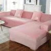 Housse De Canapé D'Angle Velours Rose
