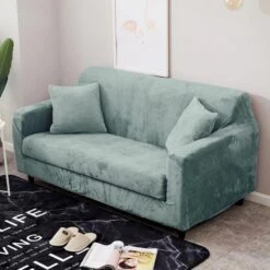 Housse De Canapé Vert Amande Velours