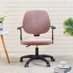 Housse De Chaise De Bureau Velours Rose