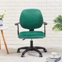 Housse De Chaise De Bureau Velours Vert