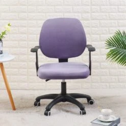 Housse De Chaise De Bureau Velours Violet Clair