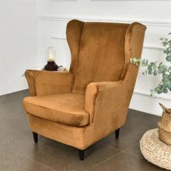 Housse De Fauteuil Crapaud Velours Camel
