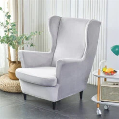 Housse De Fauteuil Crapaud Velours Gris Clair