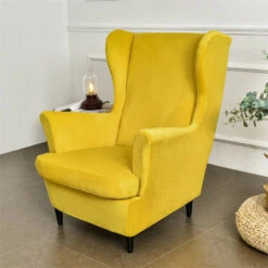 Housse De Fauteuil Crapaud Velours Jaune Moutarde