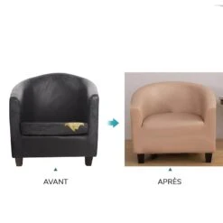 Housse De Fauteuil Cabriolet En Cuir PU Marron Clair 5 Housse De Fauteuil Cabriolet En Cuir PU Marron Clair -Housse Moderne Magasin housse fauteuil cabriolet ikea housse moderne 2