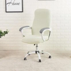 Housse De Chaise De Bureau Jacquard Blanche
