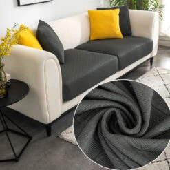 Housse Pour Coussin D'Assise De Canapé Gris Anthracite
