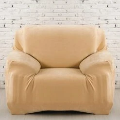 Housse Pour Fauteuil Club Velours Beige