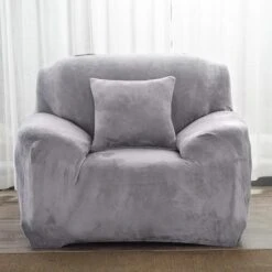 Housse Pour Fauteuil Club Velours Gris