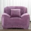 Housse Pour Fauteuil Club Velours Mauve