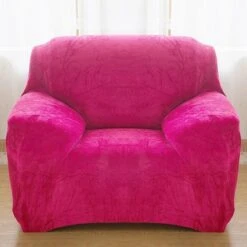Housse Pour Fauteuil Club Velours Rose