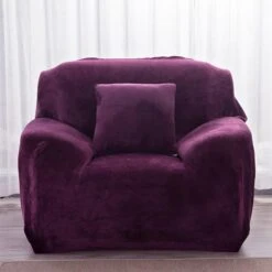 Housse Pour Fauteuil Club Velours Violet
