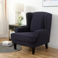 Housse Pour Fauteuil Crapaud Jacquard Bleu Marine