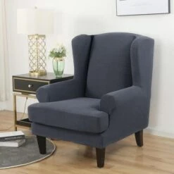 Housse Pour Fauteuil Crapaud Jacquard Gris Anthracite