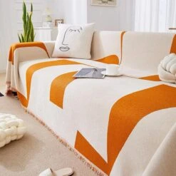 Jeté De Canapé Arista Orange -Housse Moderne Magasin jete de canape coton housse moderne 1