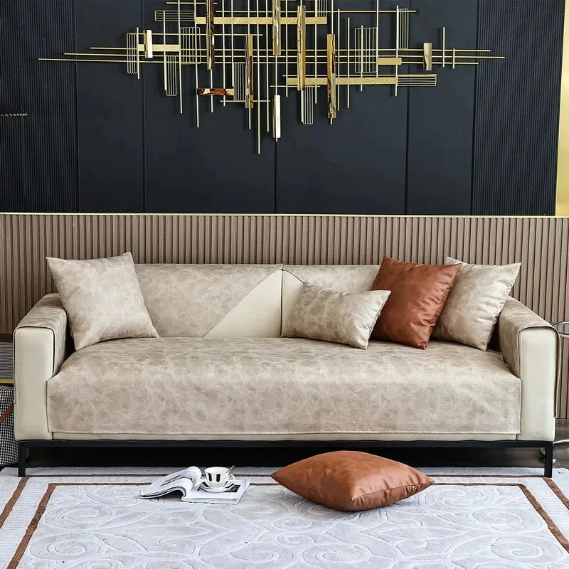 Housse Pour Assise De Canapé En Pu Cuir Beige Housse Pour Assise De Canapé En Pu Cuir Beige -Housse Moderne Magasin protege canape en pu cuir beige housse moderne 1