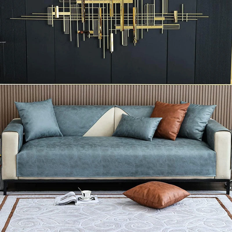 Housse Pour Assise De Canapé En Pu Cuir Bleu Pétrole Housse Pour Assise De Canapé En Pu Cuir Bleu Pétrole -Housse Moderne Magasin protege canape en pu cuir bleu petrole housse moderne