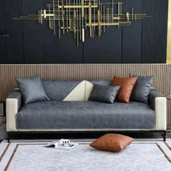 Protège Canapé En Pu Cuir Gris Anthracite